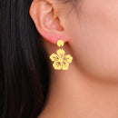 Skyrim Frauen Mädchen Blumen Ohrstecker Edelstahl Gold Farbe Böhmische Tropfenohrringe Koreanische Mode Schmuck Weihnachtsgeschenk
