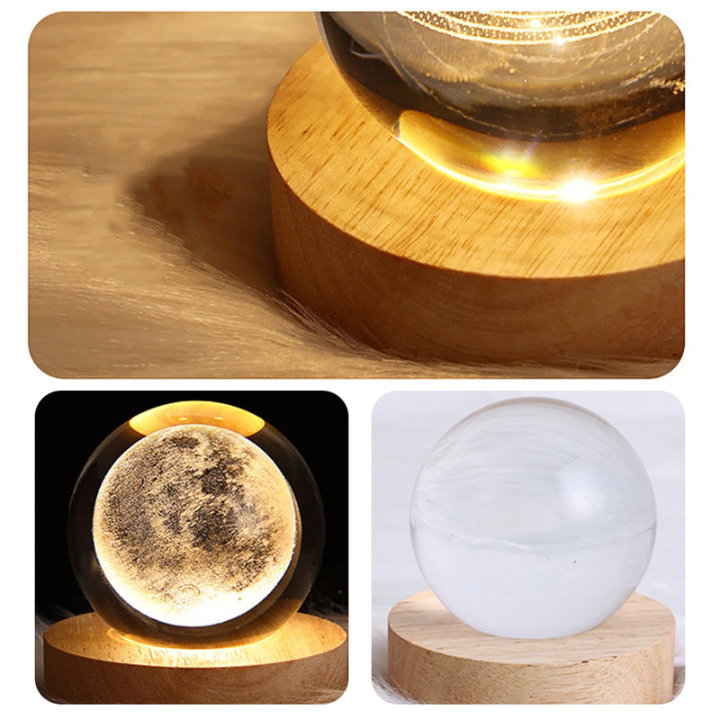 Galaxy Crystal Ball Birthday Gift Night Lamp 3D Crystal Lamp Glowing Planet Night Light Bedside Light Home Desktop Decoration