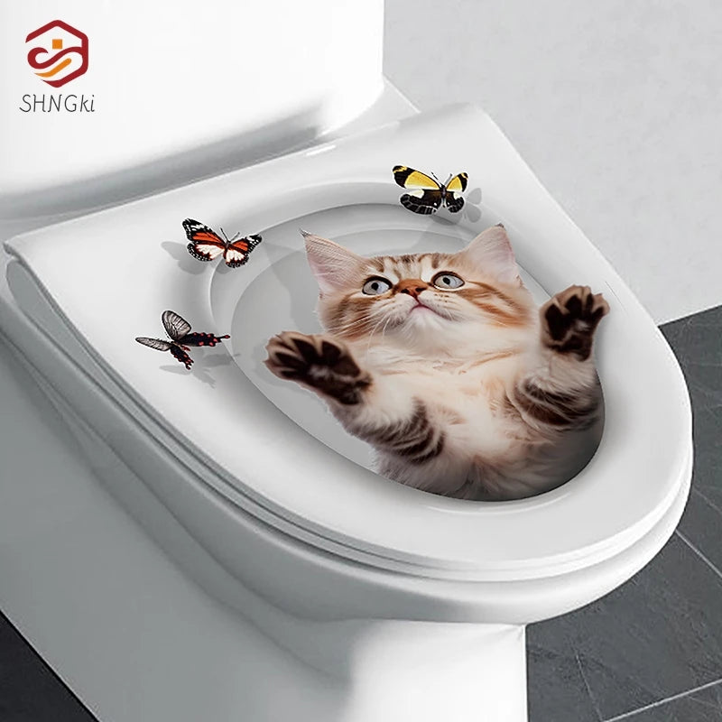 Water Resistant Toilet Lid Sticker Novelty Creative Funny Toilet Seat Decals Squirrel Toilet Sticker