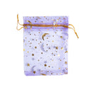 50Pcs Eid Mubarak Decoration Mesh Bag Organza Hot Stamping Silver Star Moon Candy Gift Drawstring Packaging Bag Party Supplies