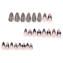 Black Cool Fake Nails Halloween Bat Press on Nails Almond Decorated Nail Tips Rivet Bow False Nails 24pcs Reusable Acrylic Nails