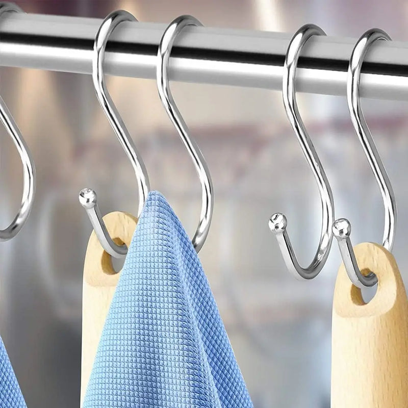 30/10Pcs Stainless Steel S-Shaped Hook Bags Clothes Caps Towels S Hooks Plants Hanging Hangers Kitchen Bathroom Storage Holders