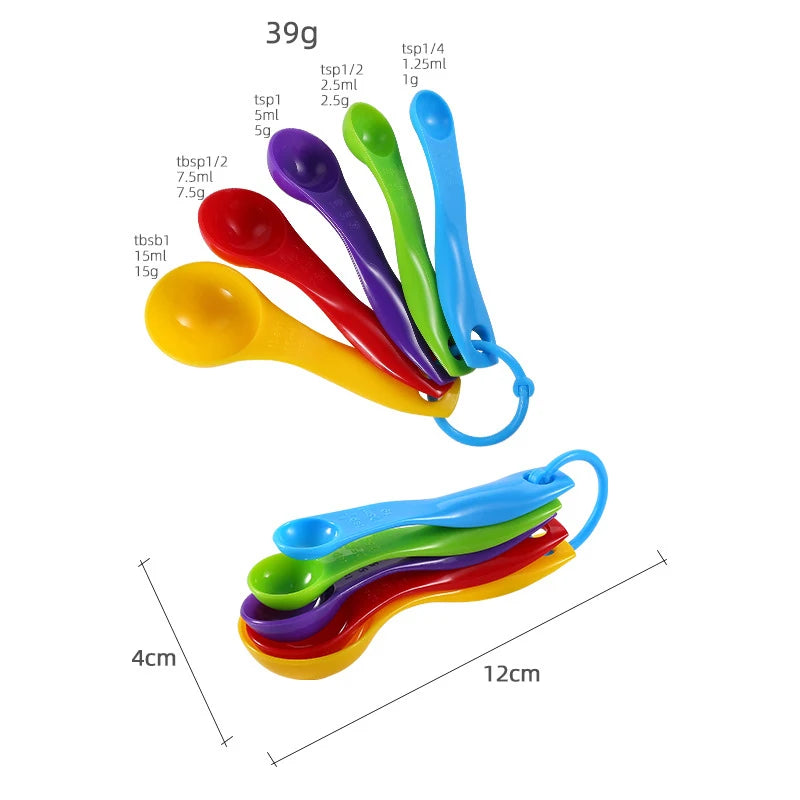 Kitchen Accessories Gadgets Baking Tools Colorful Set of 5 1.25/2.5/5/7.5/15 ml Plastic Measure Spoon