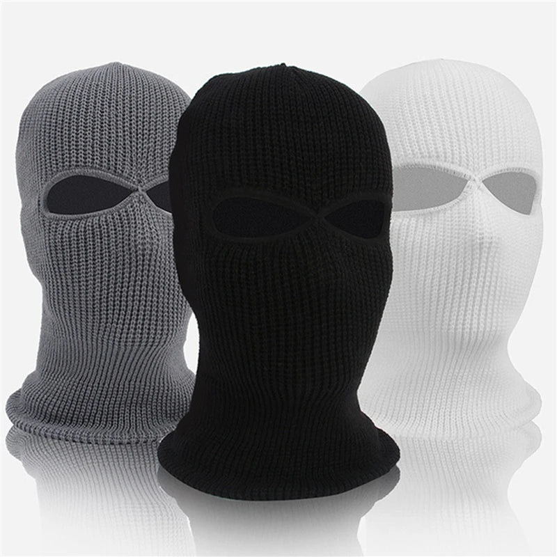 1PC Winter Knit Cap Warm Soft 2 Holes Full Face Ski Hat Hood Motorcycle Helmet Tactical Hat Fashion Women Men