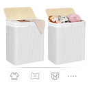SONGMICS - Laundry Basket with Lid - Bamboo Laundry Basket with 2 Sorting Compartments, Removable Bag, Cotton Handles