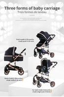 Luxurious Baby Stroller 3 in 1 Portable Travel Baby Carriage Fold Pram High Landscape Aluminum Frame Newborn Infant Stroller