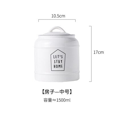 Ceramic Lid Sealed Cans Candy Cans Household Snack Storage Bottle Coffee Beans Tea Cans Kitchen Multigrain Storage Container