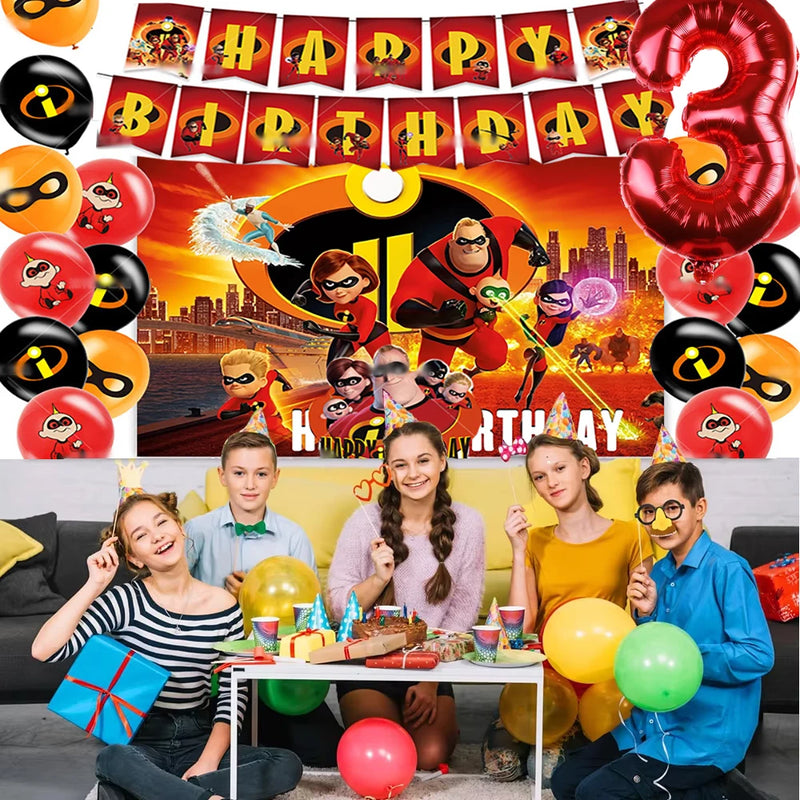 Cartoon The Incredibles Theme Boy Birthday Party Latex Balloons Cake Topper Banner Background Baby Shower Supplies For Kids Gift
