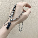 Vnox Stylish Black Stone Choker Necklaces for Men Women, Double Layers Chain Collar,Valentine's Father's Day Birthday Party Gift