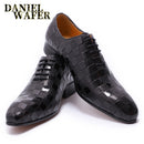 Luxuriöse italienische Leder-Abendschuhe für Herren, modisch, kariert, zum Schnüren, Schwarz Braun, Hochzeit, Büro, formelle Oxford-Schuhe für Herren