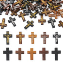 100-200Pcs Wooden Cross Pendants Printed Wood Charms For Easter Jewelry Bracelet Necklace Making Findings Mxied Color