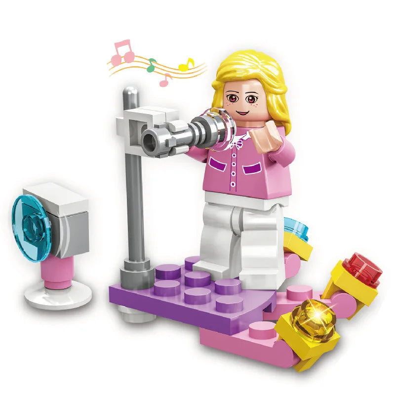 SLUBAN Girl Princess Royal Carriage Wagon Horse Racing Party Model Building Blocks Enlighten Action Figure Toys For Children