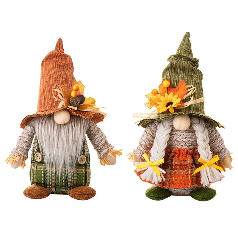 Fall Gnome Pumpkin Sunflower Swedish Nisse Elf Dwarf Plush Ornaments Decorations For Home Party Autumn Thanksgiving Decor Gift