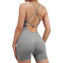 2024 Bauchweg Gepolsterter Einteiler Sport-BH Gerippte Schnelltrocknende Fitness-Oberteile Damen Neckholder Strampler Nahtloser Overall