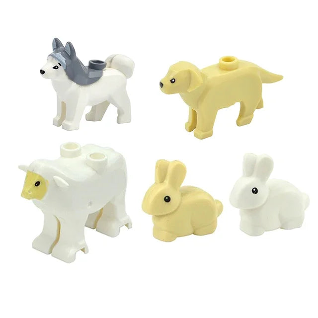 Animals Figures Classic Building Block City Deer Owl Goat Tiger Eagle Zoo Farm Accessories DIY Brick Children Kids Toy Leduo