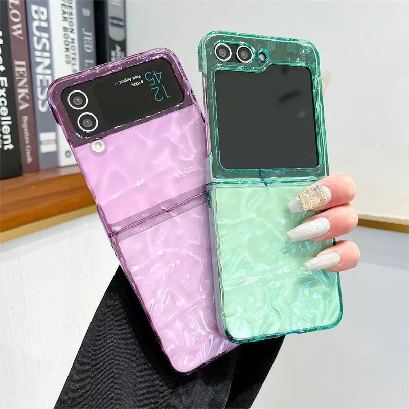 Fashion Simplicity Wrinkles Phone Case For Samsung Galaxy Z Flip 6 5 4 3 Z Flip5 Flip6 Flip4 5G Cover Water Ripple Cute Cases