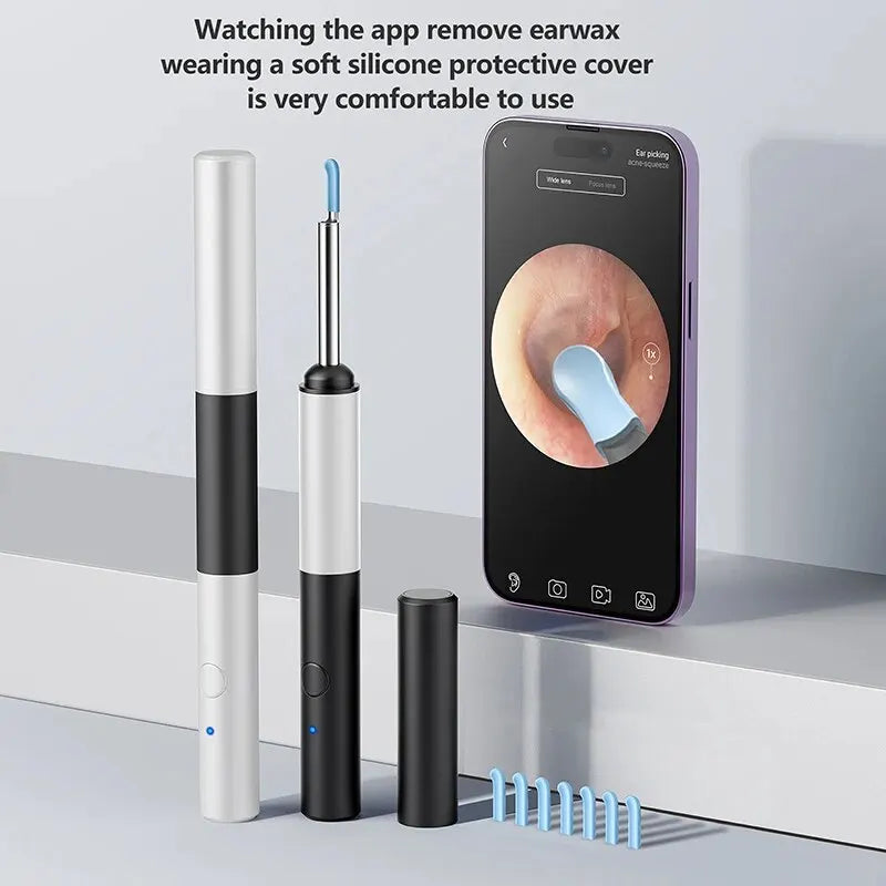 Wireless Otoscope 3.9mm Ultra-Thin WiFi Ear Scope Camera with Earwax Removal Tool Ear Cleaner with Gyroscope For IOS Android