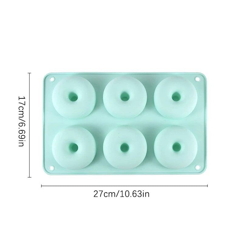 6 Donut Cake Silicone Molds Kitchen Baking Cookie Mold High Temperature Resistant Baking Tray Donut Making Mold Cake Accessories