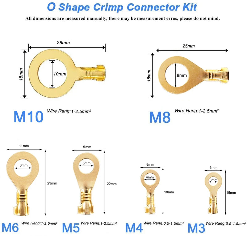 100PCS Open Barrel Wire Crimp Copper Terminal Connerctor- Non-Insulated Ring Lugs Crimp Cable Connector