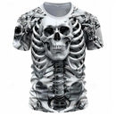 Halloween Skeleton Skull 3D Print T-Shirts Men Women O-Neck Short Sleeve T Shirt Oversized Harajuku Y2k Tees Tops Kids Clothing