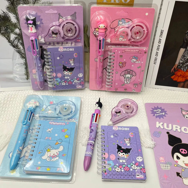 3Pcs/Set 6 Multicolored Pens Sanrio mymelody Kuromi Cinnamoroll Cute Cartoon notebook correction tape School Stationery Supply