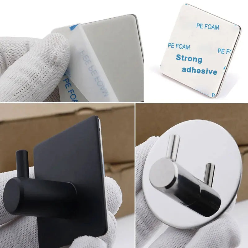 1PC Metal Hooks Strong Self Adhesive Hook Bathroom Stainless Steel Hook Wall Hangers Coat Towel Rustproof Hooks Kitchen Hardwar