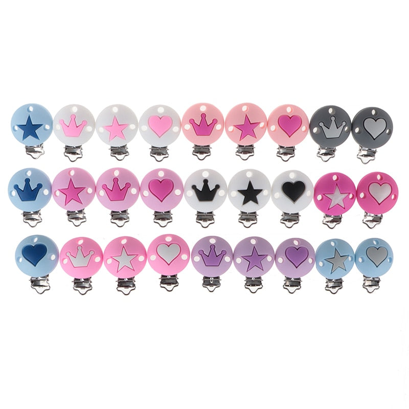 ATOB 10PCS Pacifier Clip Silicone Round Teether Clips  DIY Baby Pacifier Dummy Chain Holder Soothing Pacifier Accessories