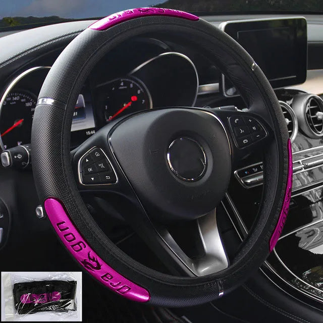 Car Steering Wheel Covers 100% Gloednieuwe Reflecterende Kunstleer Elastische China Dragon Ontwerp Auto Stuurwiel Beschermer