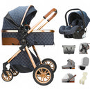 Luxurious Baby Stroller 3 in 1 Portable Travel Baby Carriage Fold Pram High Landscape Aluminum Frame Newborn Infant Stroller
