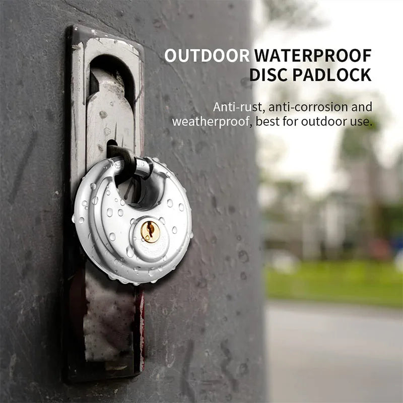 1/2/3PCS 60mm Waterproof Stainless Steel Disc Lock With Key With 3/8-Inch Shackle Outdoor Padlock For Storage Unit