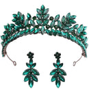 DIEZI Barock Vintage Schwarz Metall Grün Rot Kristall Opal Tiara für Frauen Hochzeit Party Kleid Elegante Königin Braut Krone