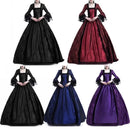 Women Vintage Medieval Gothic Square Neck Flare Sleeve Lace Patchwork Maxi Dress  bodycon dress  dresses