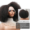 Afro Kinky Curly Lace Front Wig Natural Color Afro Bob Human Hair Natural Hairline 13X4X2 250% Density Short Human Hair Wigs