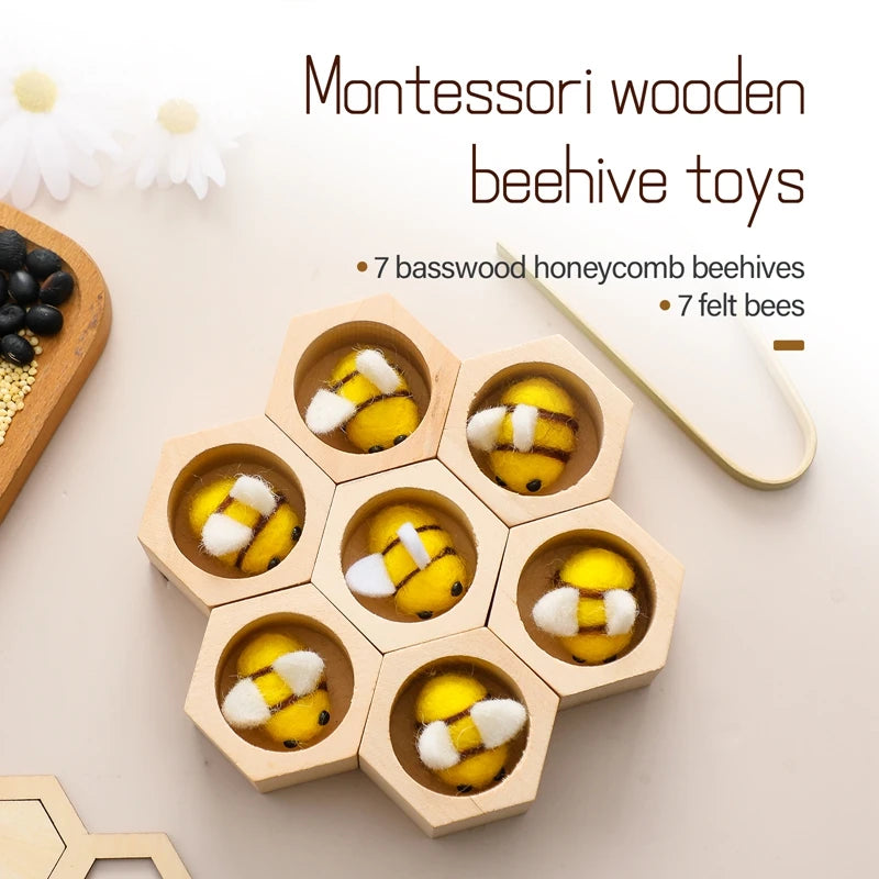 Wooden Puzzle Bee Toys Montessori Toys for Baby Fine Motor Skill Toy Baby 0 12 Months Matching Games Early Educational Toys Gift