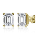 KNOBSPIN D VVS1 Emerald Cut Moissanite Earring s925 Sterling Sliver Plated with 18k White Gold Earrings for Women Fine Jewelry