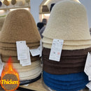 Autumn Winter Wool Bucket Hat Thicken Warm Simple Fashion Dome Wool Caps Panama Hats Bonnet for Women Solid Warm Bucket Hats