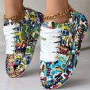 Women Sneakers Thick-soled Shoes 2024 New Summer Hand-painted Graffiti Shoes Outdoor Casual Women Sneakers Zapatos De Mujer
