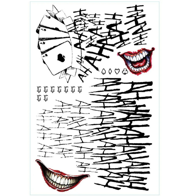 Halloween Tattoos Stickers Horror Makeup Joker Smile Stickers For Halloween Decoration Haunted House Cosplay Props Costume
