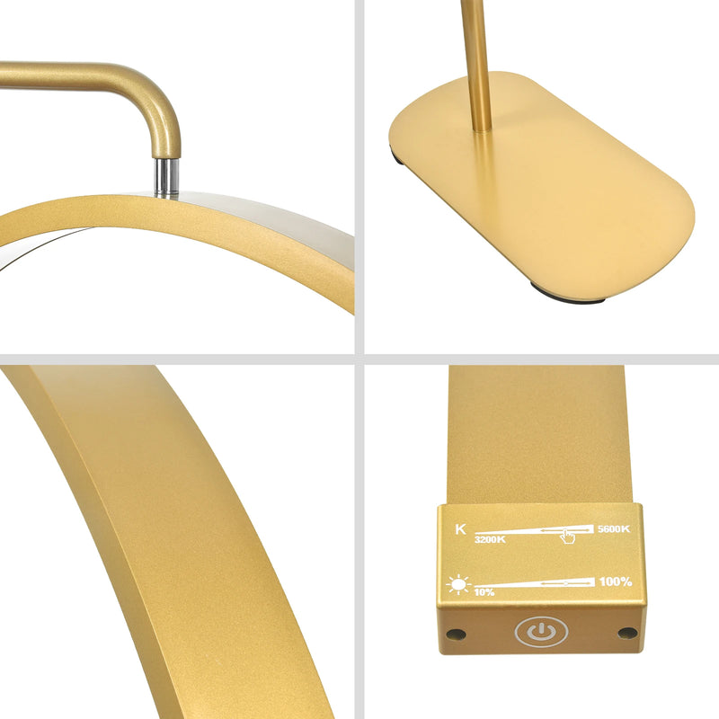 Fosoto FT-Y9 28 inch Gold Lamp LED Half-Moon Shaped Light Led Video Lash Light With Lamp Stand For Beauty Eyelash Tattoo Makeup