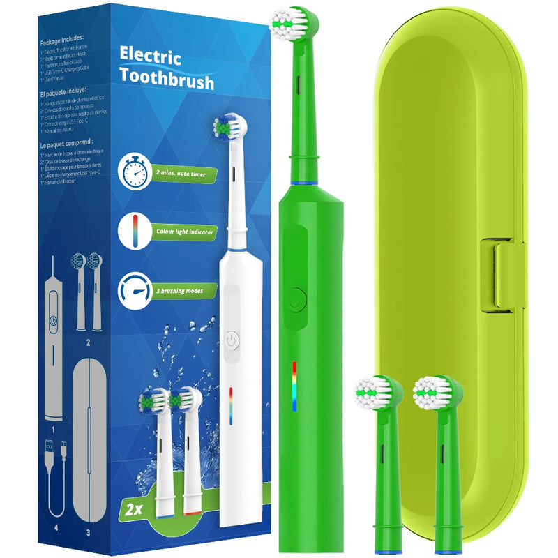 Intelligent Rotary Electric Toothbrush, Rechargeable Rotating Toothbrushes Compatible with Oral B Replacement Toothbrush Heads