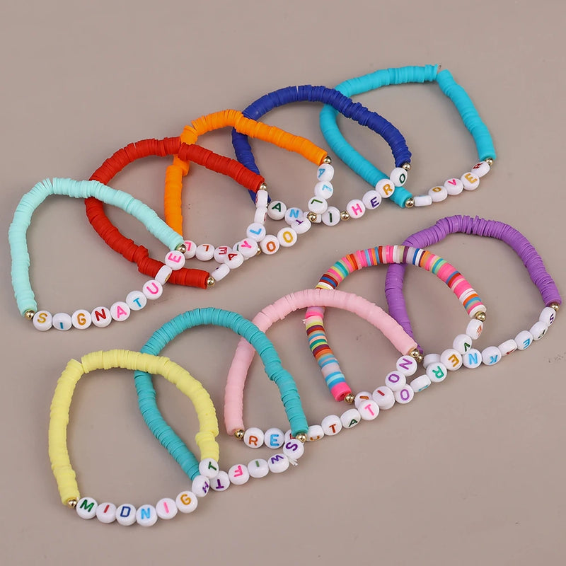 12pcs Set Polymer Clay Friendship Bracelets for Swiftie Taylor Album Collection Bracelet Jewelry Gift The Eras Tour Taylor Fans