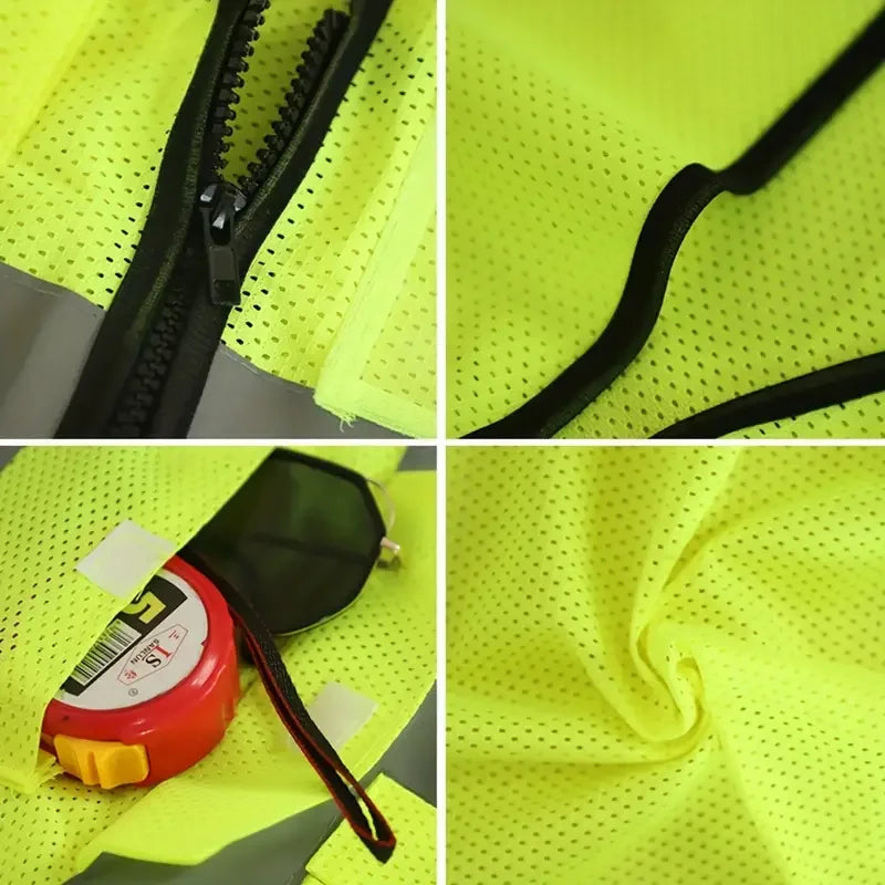 Summer Unisex Mesh Safety Vests High-Visibility Durable Breathable Zippered Pockets Comfortable Reflective for Enhanced Safety