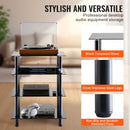 SucceBuy 4-Tier AV Media Stand Audio/Video Stand with Strengthen Tempered Glass Shevles for DVD Adjustable Media Storage Cabinet