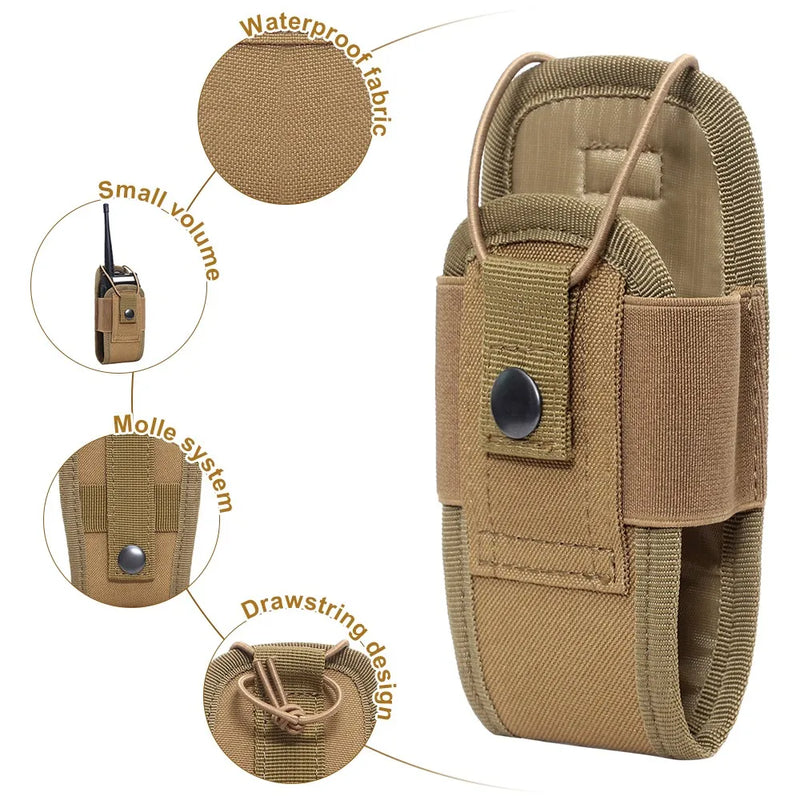 Tactical Molle Radio Walkie Talkie Pouch Waist Bag Holder Pocket Portable Interphone Holster Carry Bag for Hunting Camping