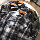 Autumn Winter Men's Fleece Linend Warm Shirt Jackets Thickened Long Sleeve Flannel Checked Shirts Vintage Casual Men Shirt Coats