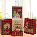 4/8Pcs Merry Christmas Kraft Paper Bags with Handles Elk Santa Gift Packaging Bags Christmas New Year Party Candy Packaging Bags