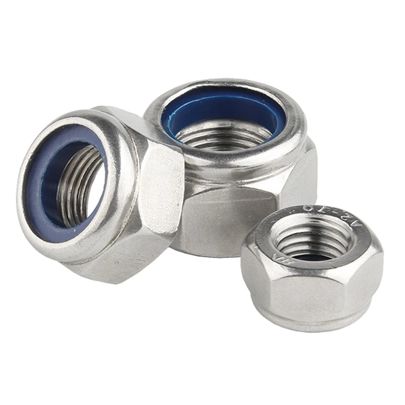 1/ 5/ 10/ 20pcs M2 M2.5 M3 M4 M5 M6 M8 M10 M12 M14 M16 M18 M20 M22 304 Stainless Steel Nylon Self-lock Hex Nuts Locknut DIN985