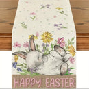 2024 Easter Rabbit Table Runner Linen Bunny Dining Table Cloth Placemat Spring Holiday Happy Easter Decoration For Home Kitchen