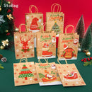 StoBag 5pcs Merry Christmas Kraft Paper Gift Bags Packaging Handmade Candy Biscuit Chocolate  New Year Kids Party Favors Suppli
