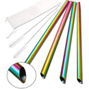 4Pcs Sharp Reusable Boba Straws 304 Stainless Steel Smoothie Straws Angled Tips 0.5" Wide Drinking Metal Straw for Bubble Tea